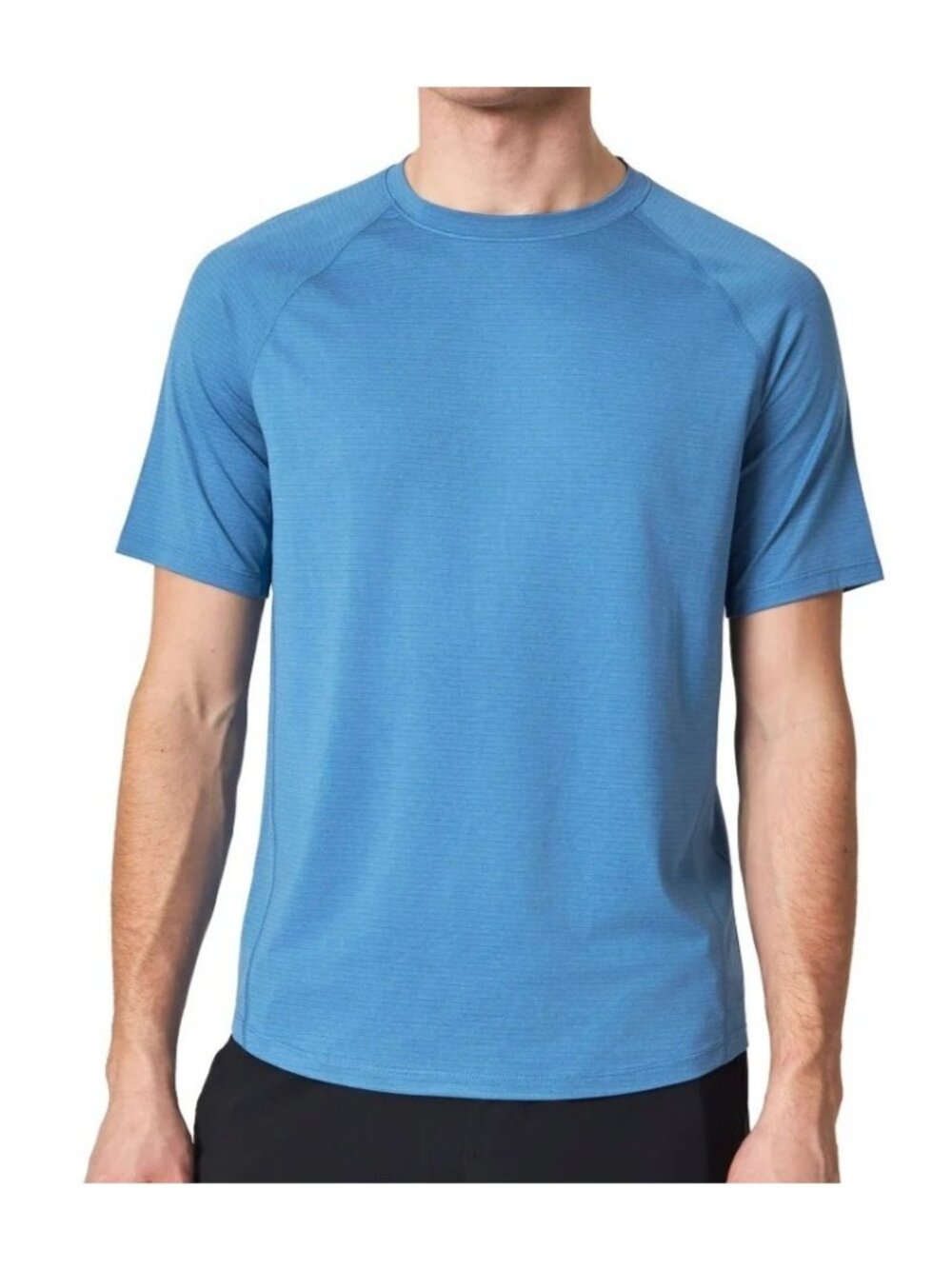 NWT Mondetta Active Stripe Tee Men's L Blue Stretched Moisture Wicking